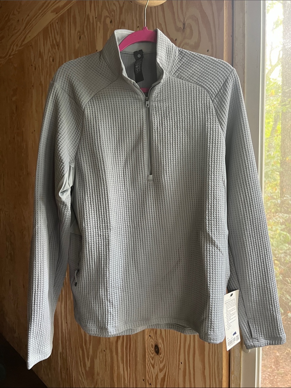 lululemon athletica Light Gray Quarter-Zip Waffle Knit Pullover